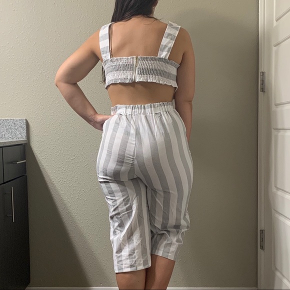 Gray Striped Jumpsuit - Picture 6 of 8